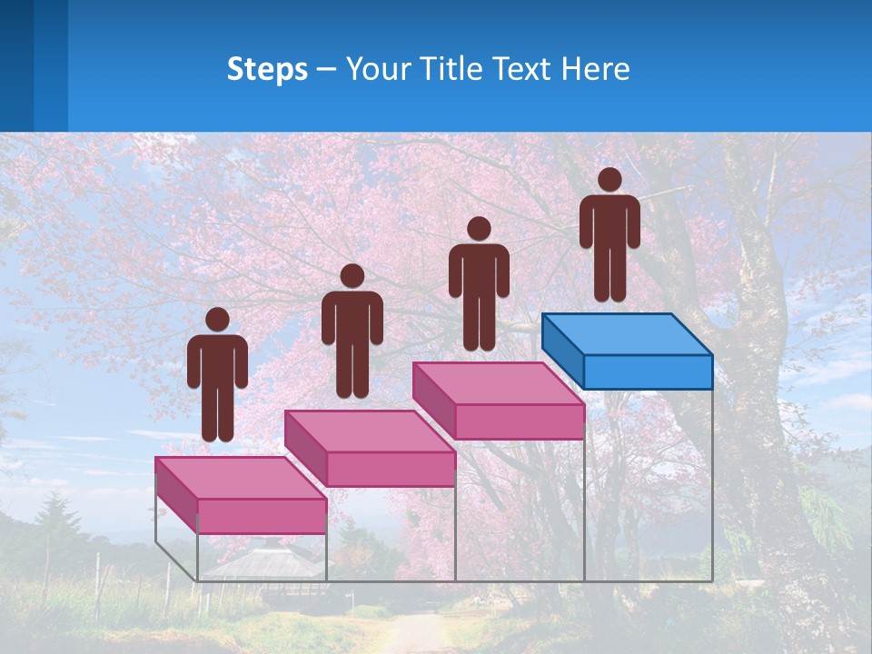 A Beautiful Pink Tree With Blue Sky In The Background PowerPoint Template