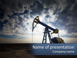 An Oil Pump In The Middle Of A Field PowerPoint Template