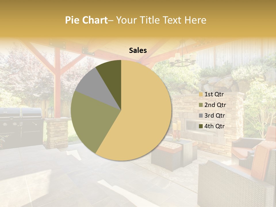 A Covered Patio With Furniture And A Grill PowerPoint Template