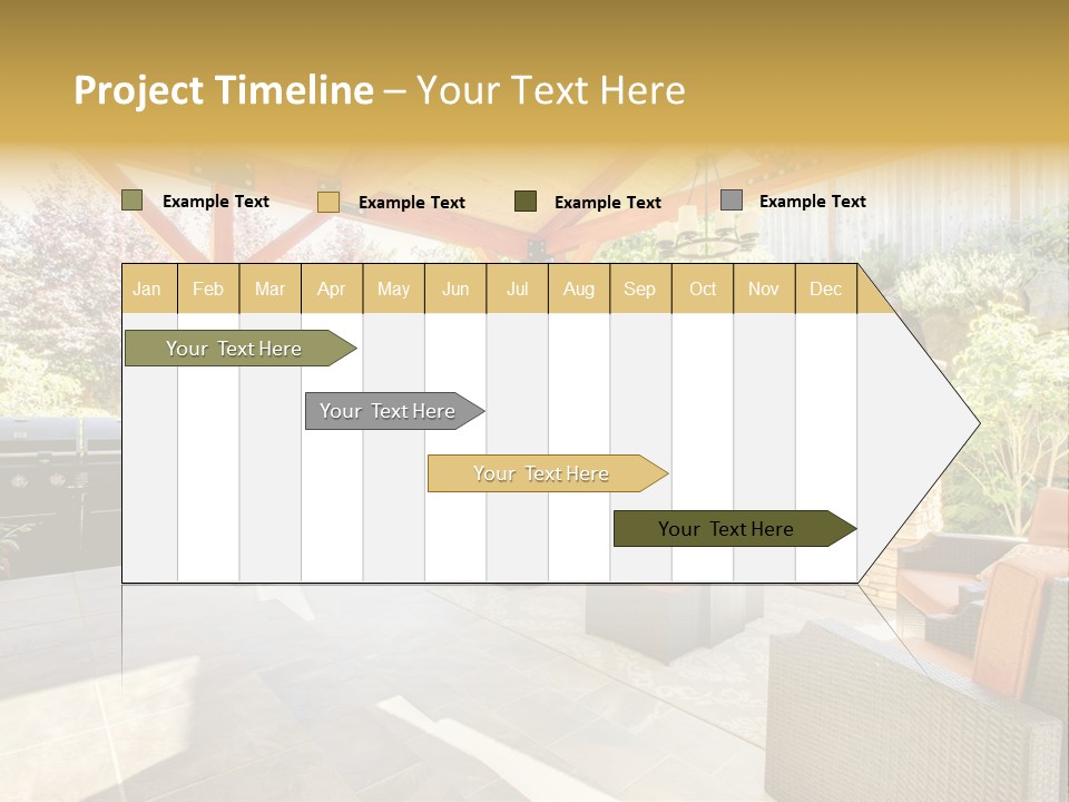 A Covered Patio With Furniture And A Grill PowerPoint Template