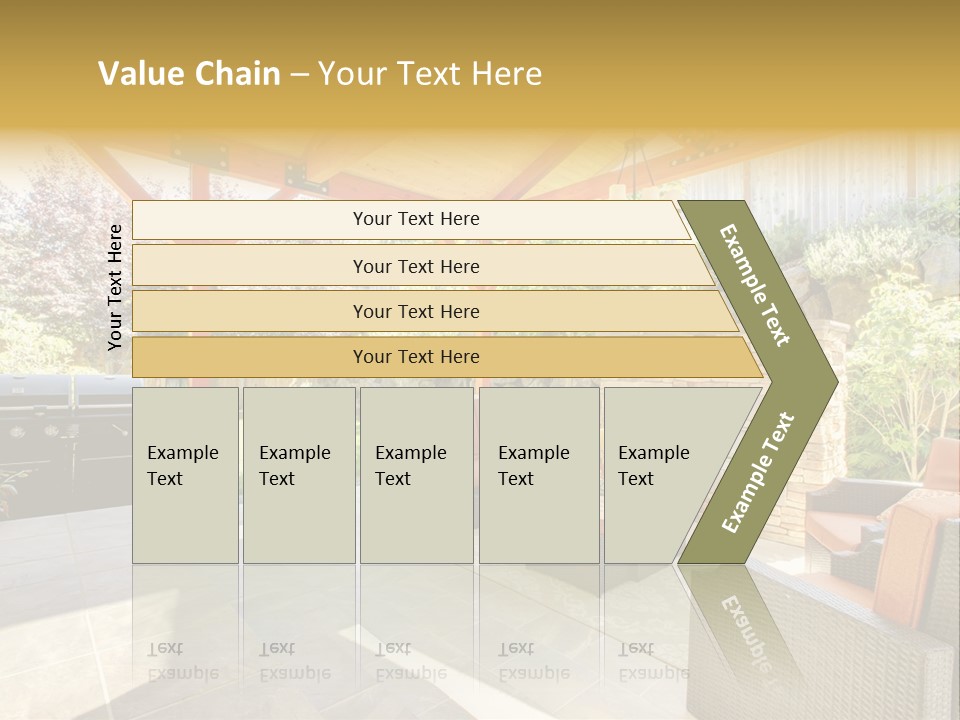 A Covered Patio With Furniture And A Grill PowerPoint Template