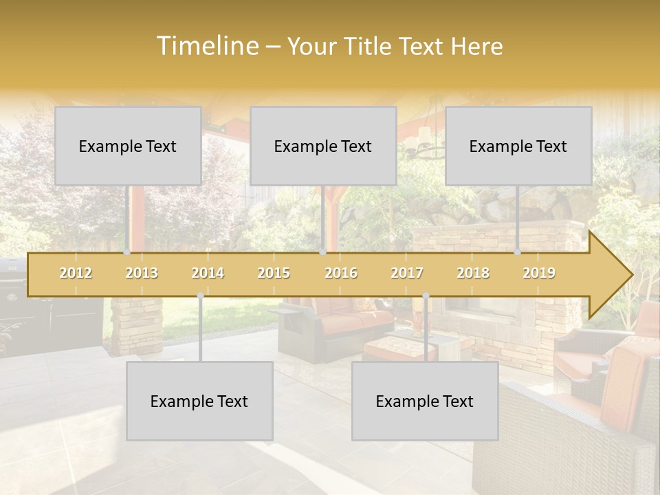 A Covered Patio With Furniture And A Grill PowerPoint Template