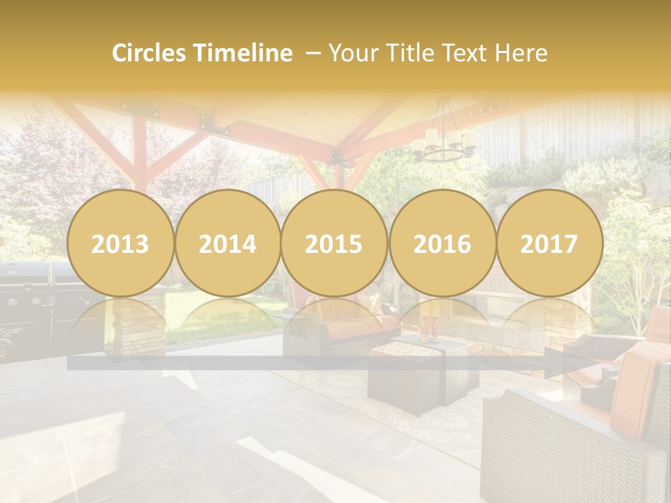 A Covered Patio With Furniture And A Grill PowerPoint Template