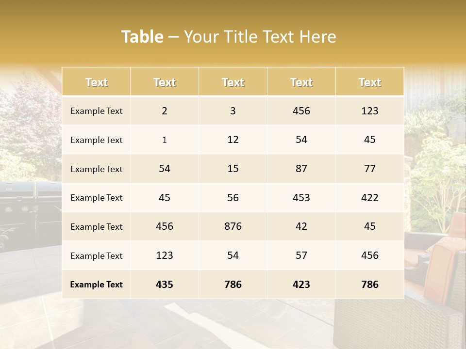 A Covered Patio With Furniture And A Grill PowerPoint Template