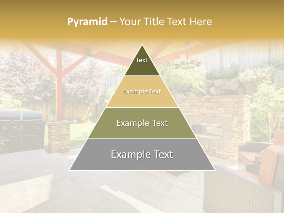 A Covered Patio With Furniture And A Grill PowerPoint Template