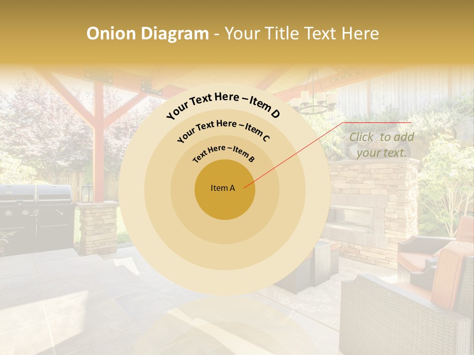 A Covered Patio With Furniture And A Grill PowerPoint Template