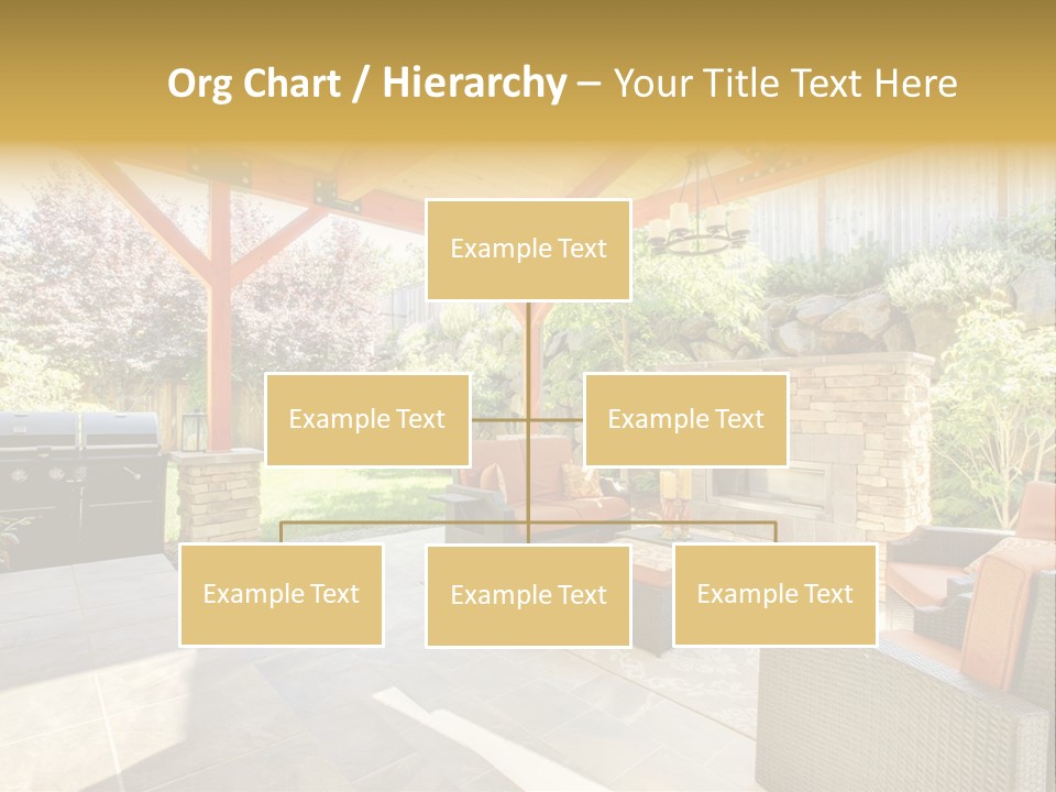 A Covered Patio With Furniture And A Grill PowerPoint Template