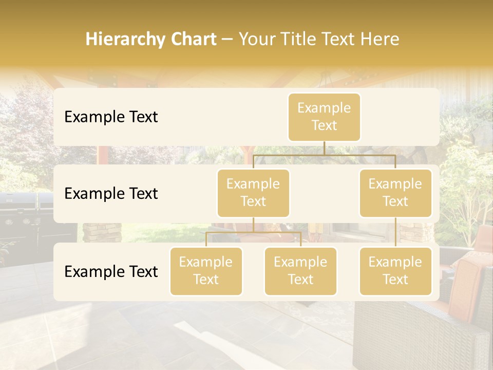 A Covered Patio With Furniture And A Grill PowerPoint Template