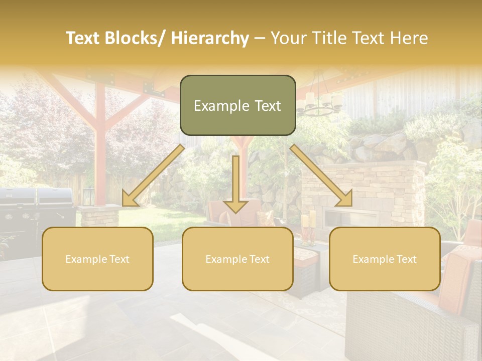 A Covered Patio With Furniture And A Grill PowerPoint Template