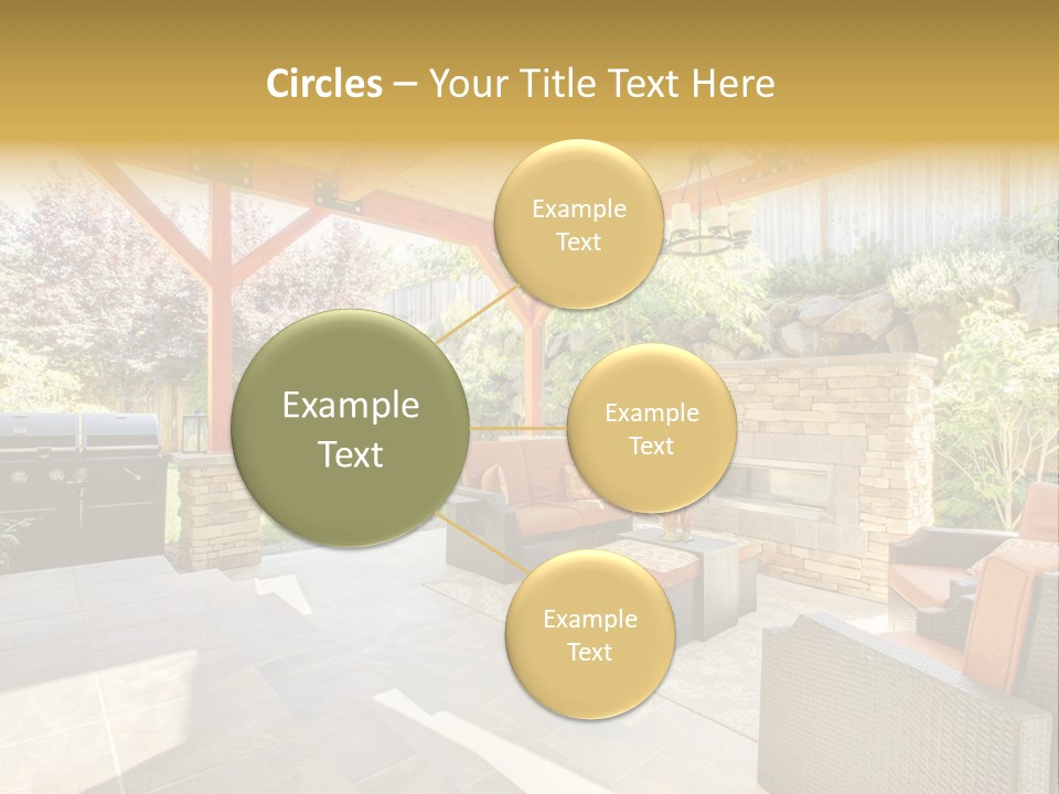 A Covered Patio With Furniture And A Grill PowerPoint Template