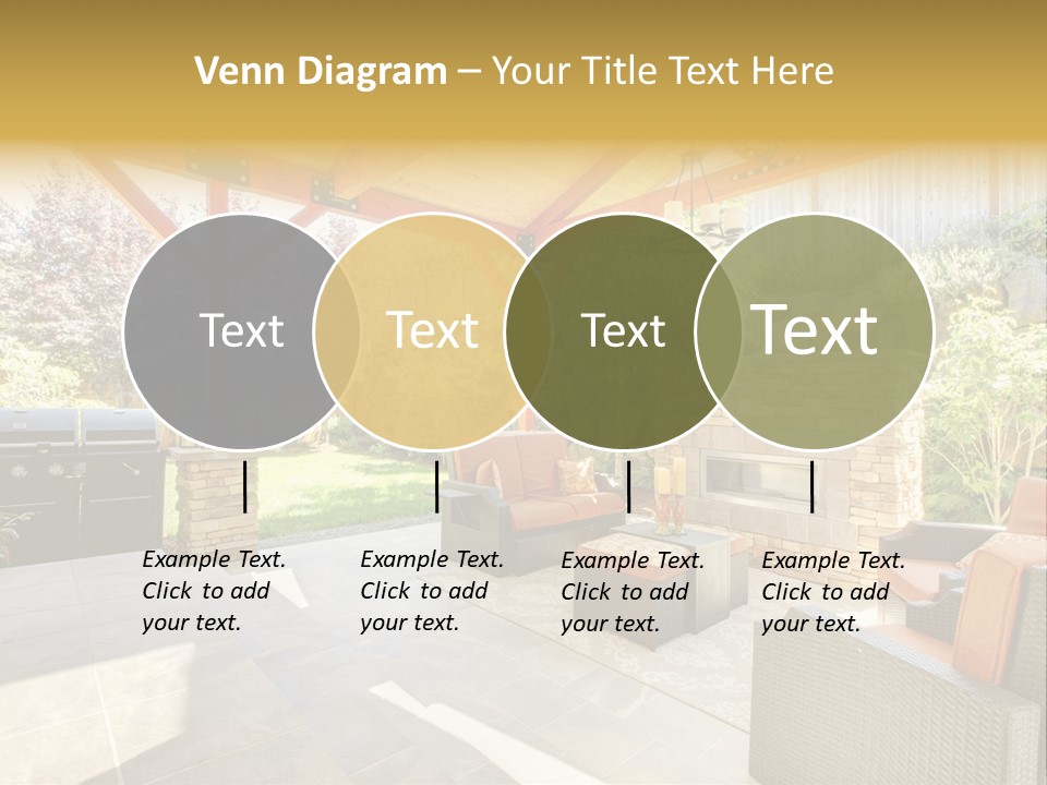A Covered Patio With Furniture And A Grill PowerPoint Template