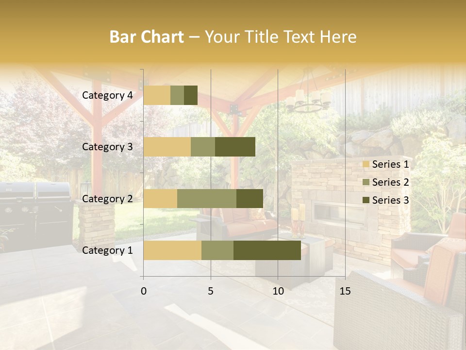 A Covered Patio With Furniture And A Grill PowerPoint Template