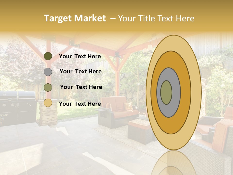 A Covered Patio With Furniture And A Grill PowerPoint Template