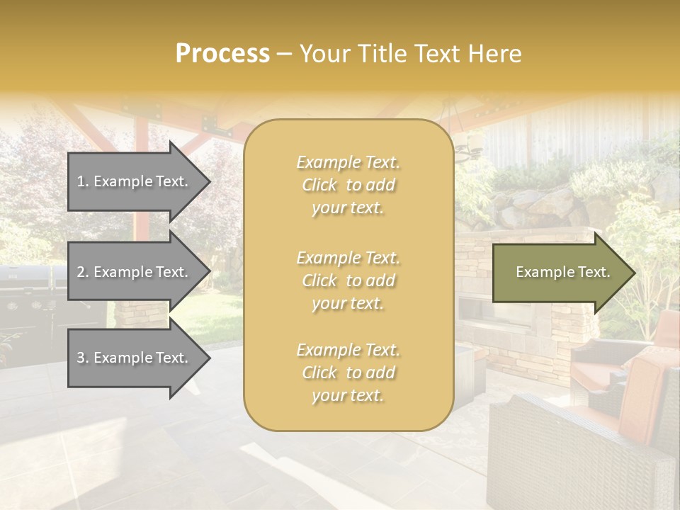A Covered Patio With Furniture And A Grill PowerPoint Template