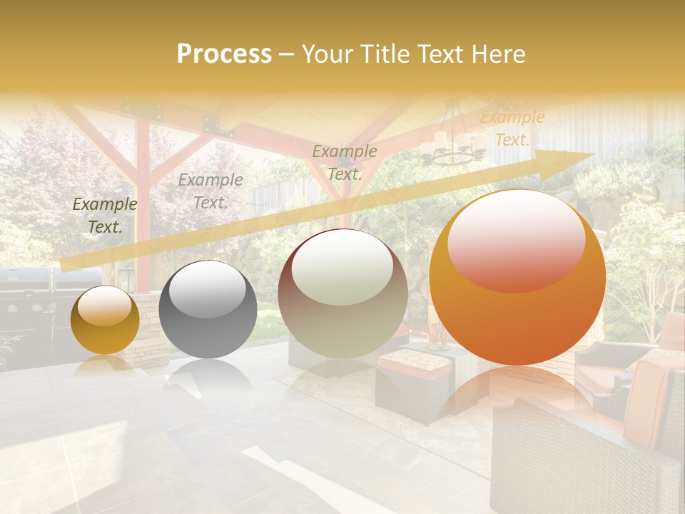 A Covered Patio With Furniture And A Grill PowerPoint Template