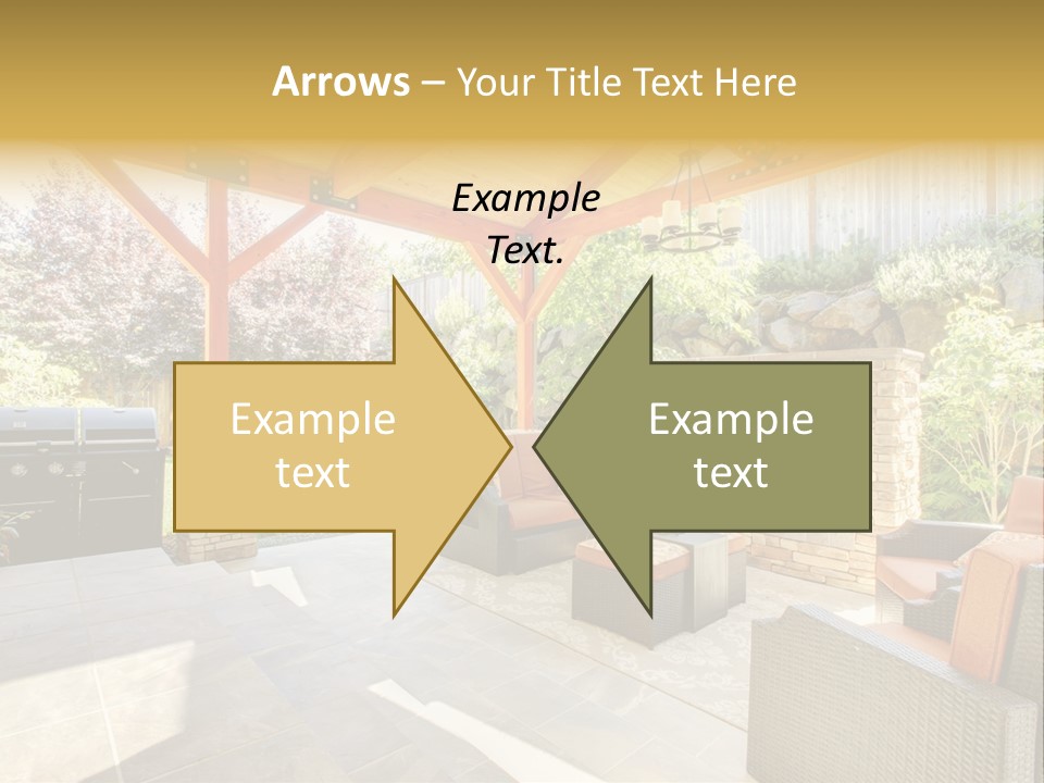 A Covered Patio With Furniture And A Grill PowerPoint Template