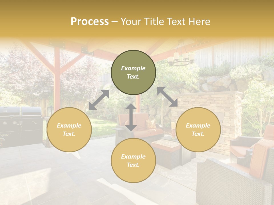 A Covered Patio With Furniture And A Grill PowerPoint Template