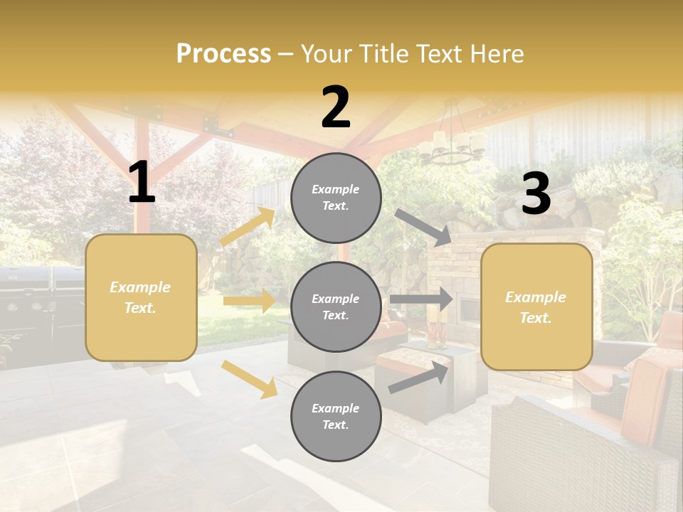 A Covered Patio With Furniture And A Grill PowerPoint Template