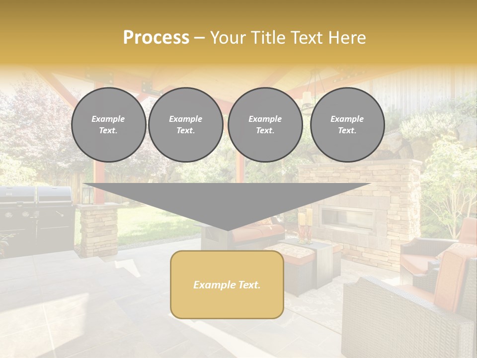 A Covered Patio With Furniture And A Grill PowerPoint Template