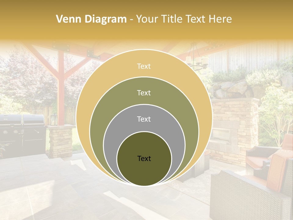 A Covered Patio With Furniture And A Grill PowerPoint Template