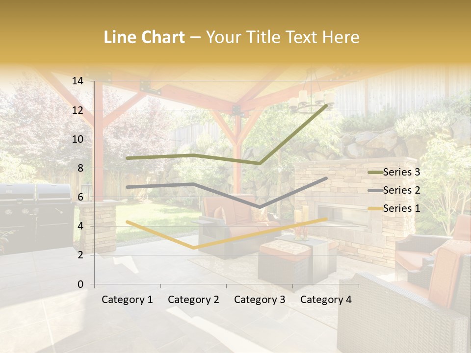 A Covered Patio With Furniture And A Grill PowerPoint Template