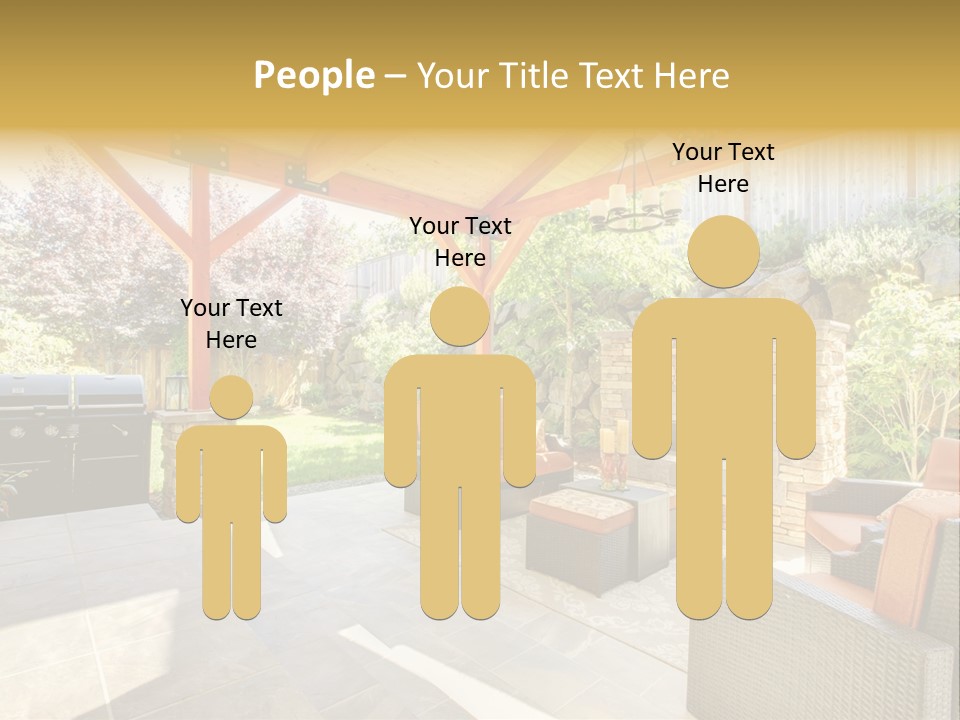 A Covered Patio With Furniture And A Grill PowerPoint Template