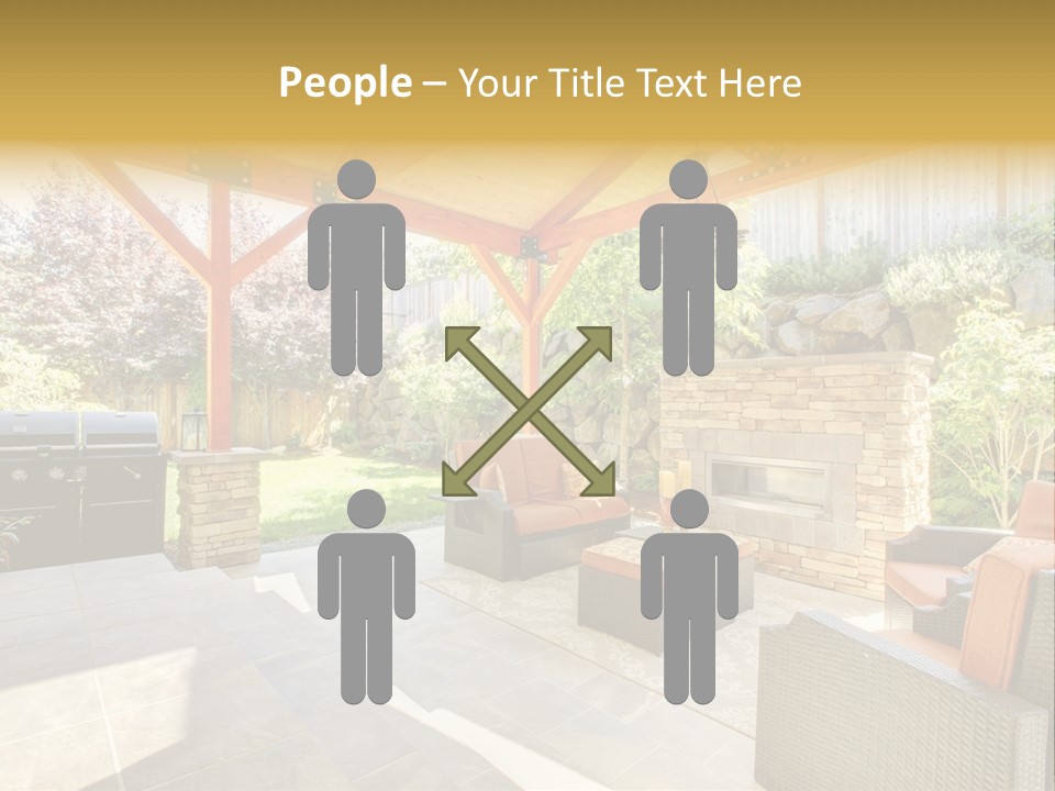 A Covered Patio With Furniture And A Grill PowerPoint Template