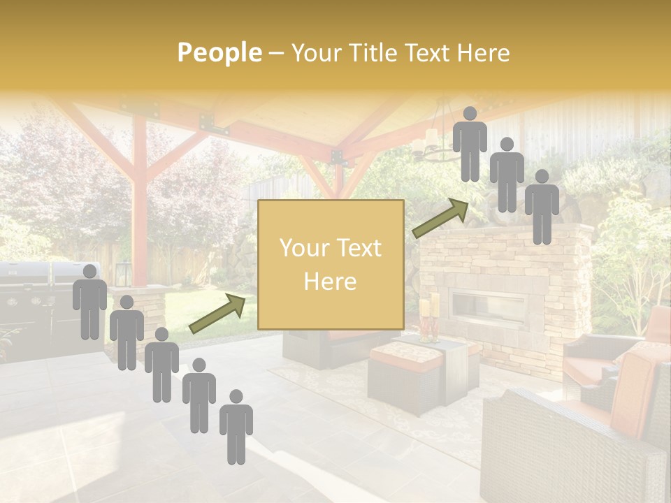 A Covered Patio With Furniture And A Grill PowerPoint Template