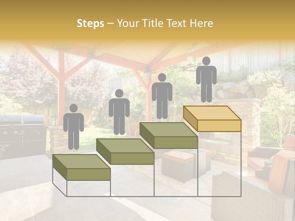 A Covered Patio With Furniture And A Grill PowerPoint Template