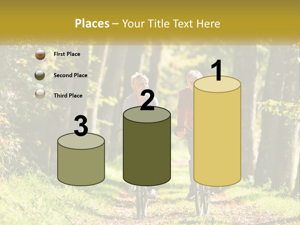 A Couple Of People Riding Bikes Down A Road PowerPoint Template