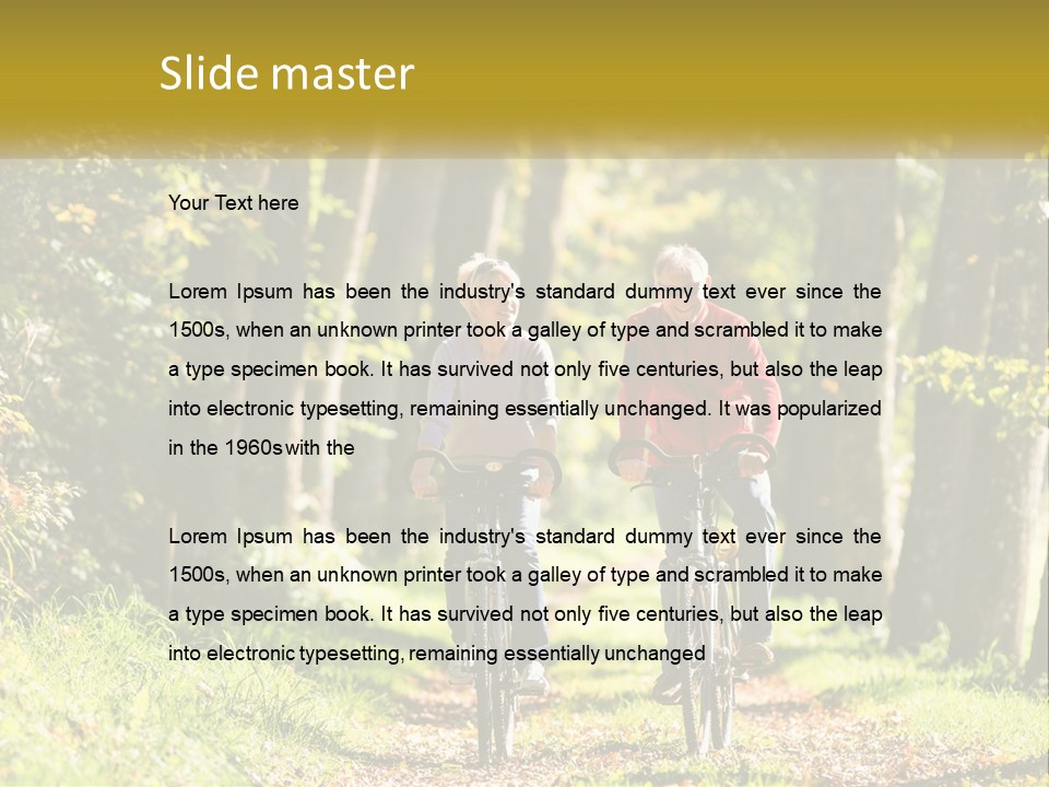 A Couple Of People Riding Bikes Down A Road PowerPoint Template