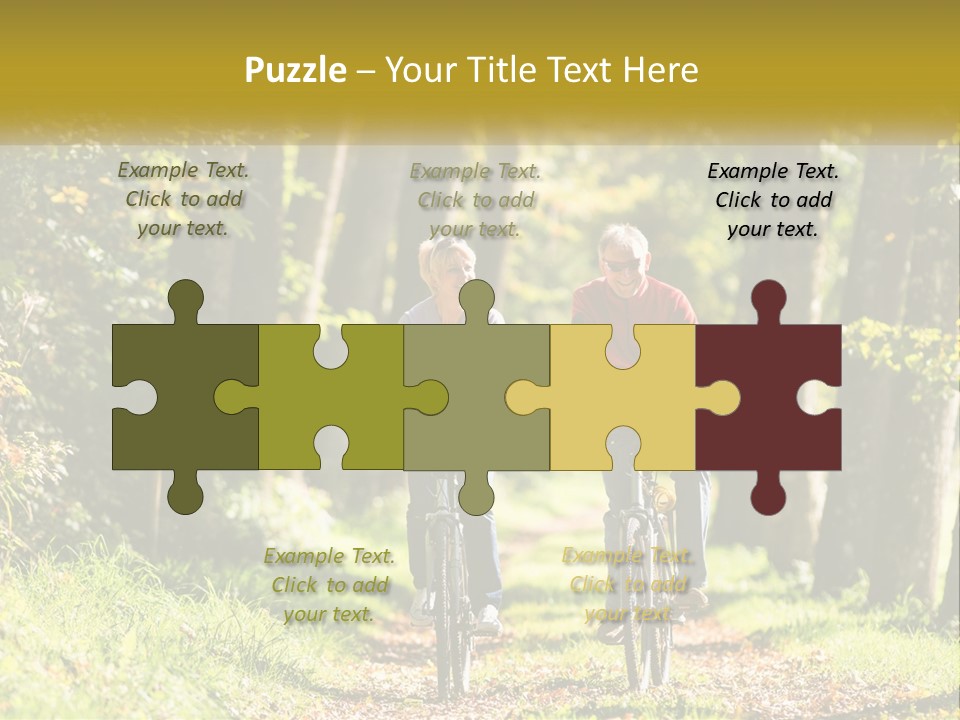 A Couple Of People Riding Bikes Down A Road PowerPoint Template