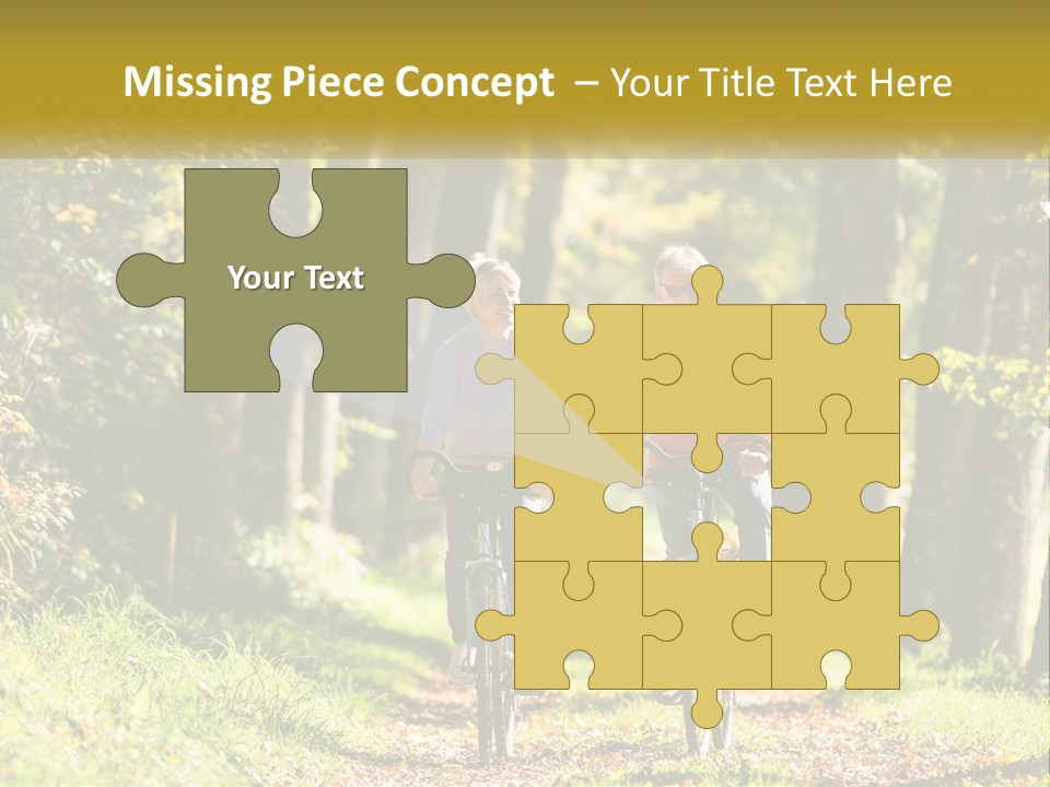 A Couple Of People Riding Bikes Down A Road PowerPoint Template