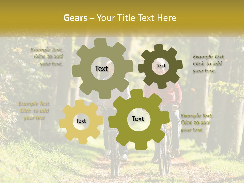 A Couple Of People Riding Bikes Down A Road PowerPoint Template