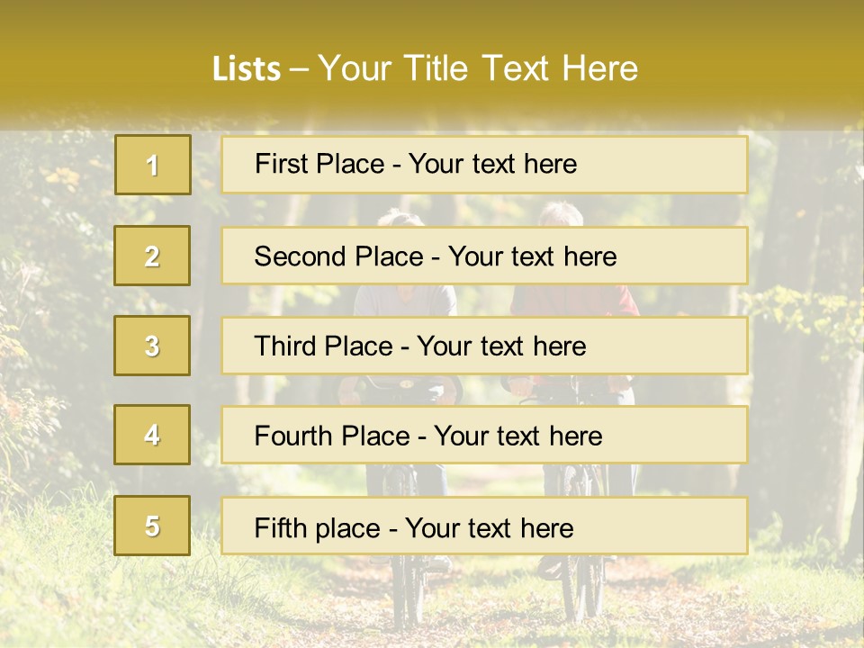 A Couple Of People Riding Bikes Down A Road PowerPoint Template