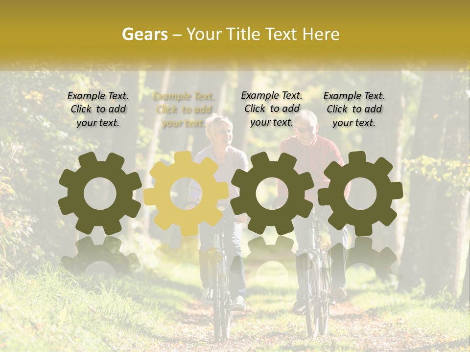 A Couple Of People Riding Bikes Down A Road PowerPoint Template