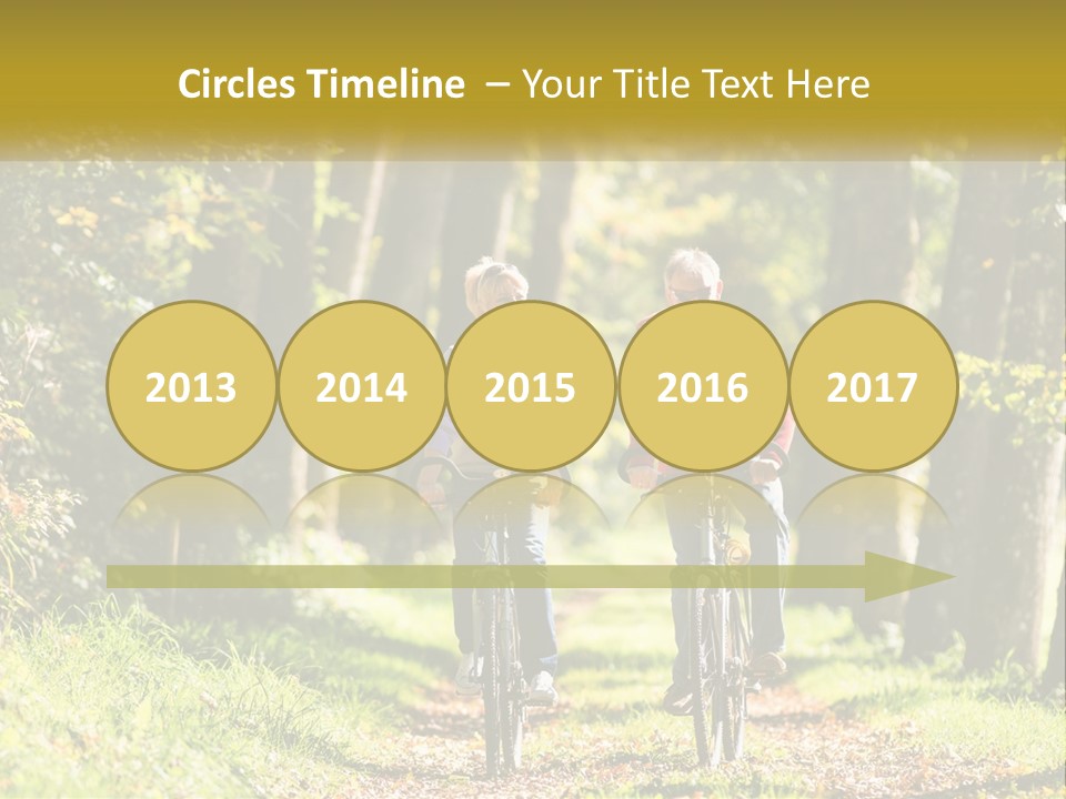 A Couple Of People Riding Bikes Down A Road PowerPoint Template