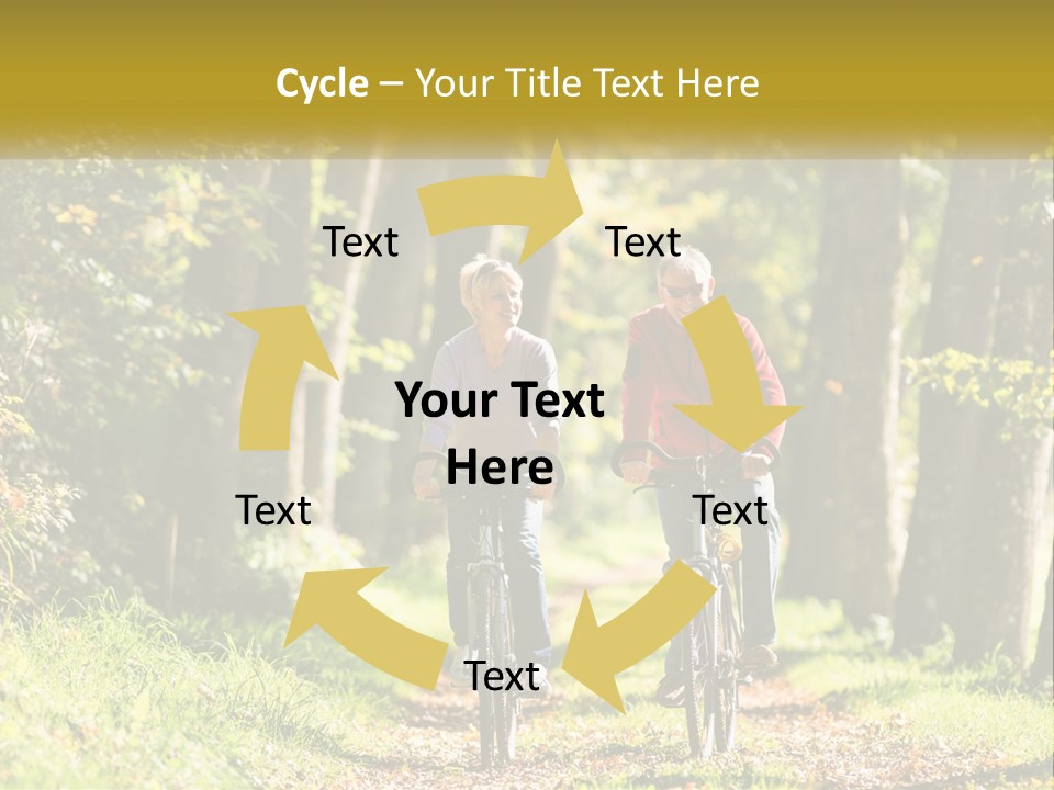 A Couple Of People Riding Bikes Down A Road PowerPoint Template