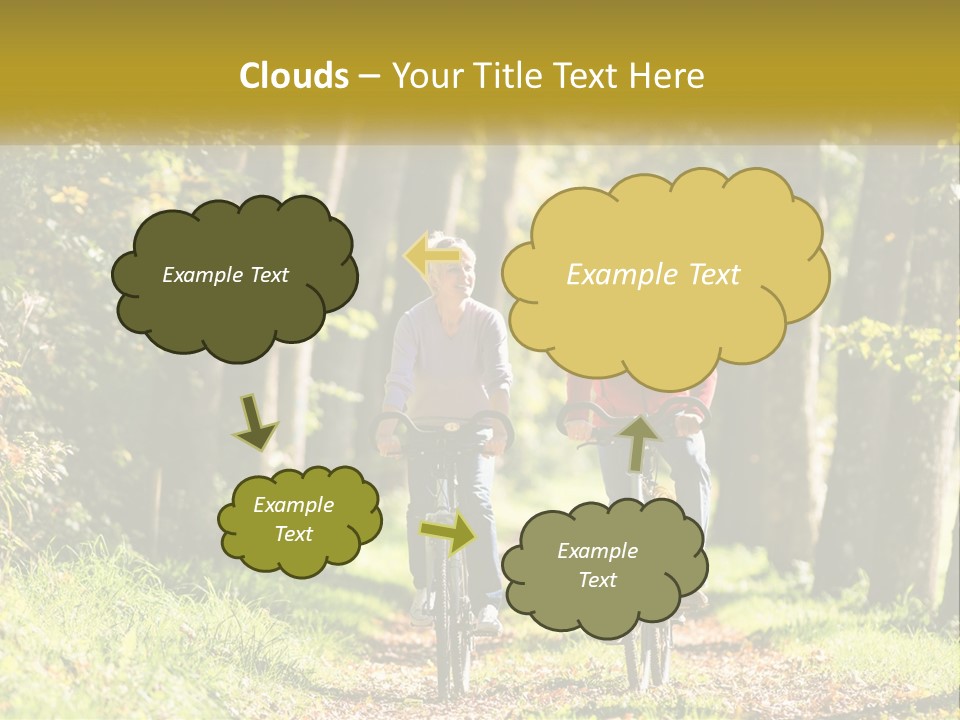 A Couple Of People Riding Bikes Down A Road PowerPoint Template