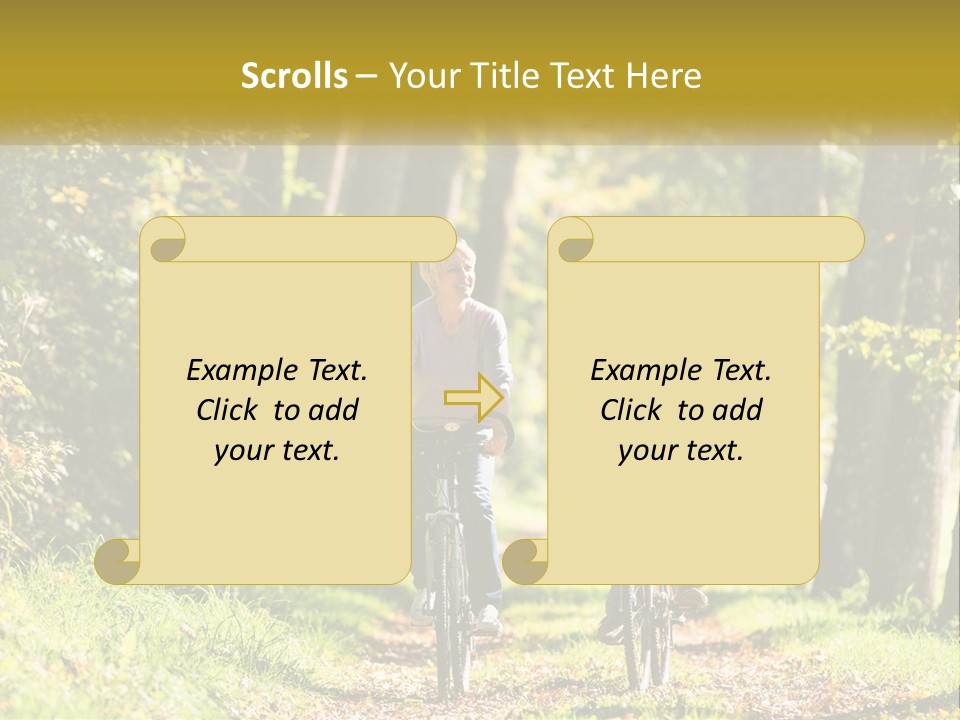 A Couple Of People Riding Bikes Down A Road PowerPoint Template
