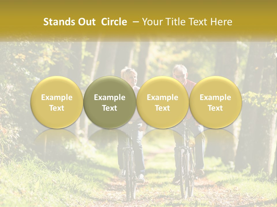 A Couple Of People Riding Bikes Down A Road PowerPoint Template