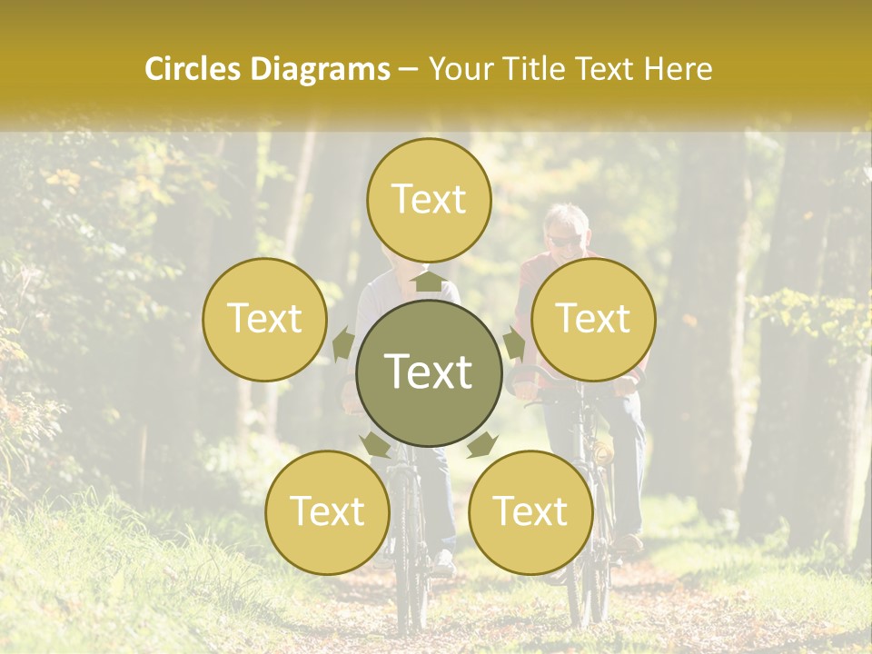 A Couple Of People Riding Bikes Down A Road PowerPoint Template