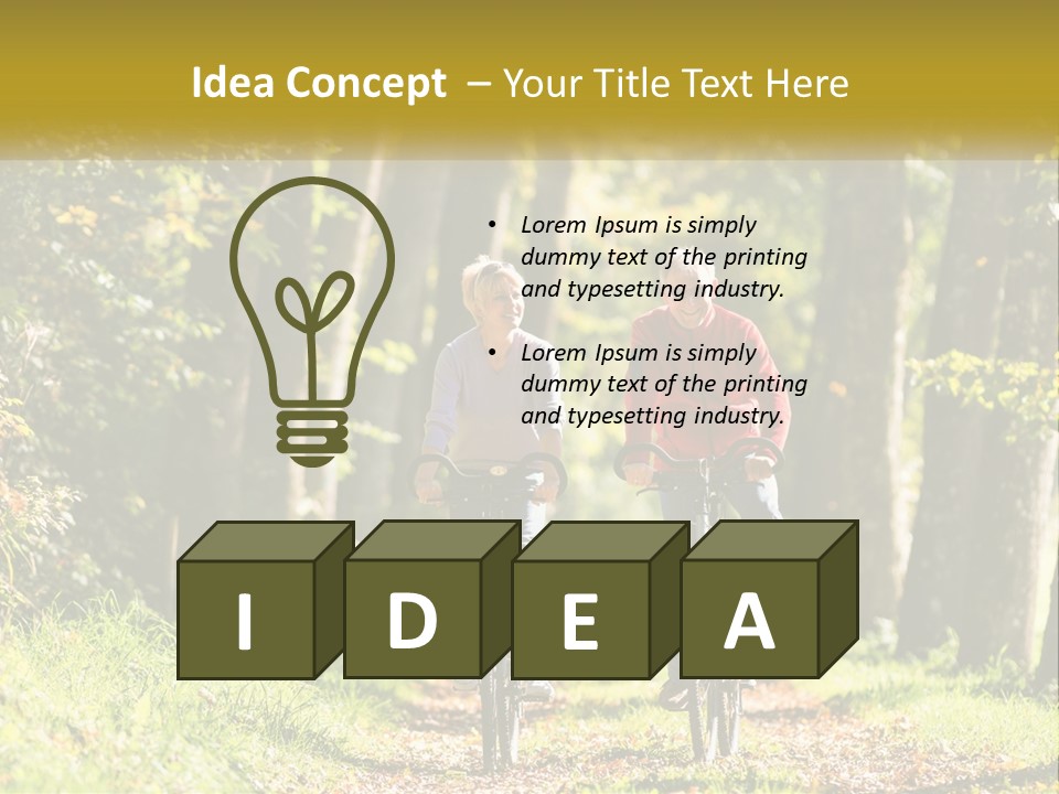 A Couple Of People Riding Bikes Down A Road PowerPoint Template