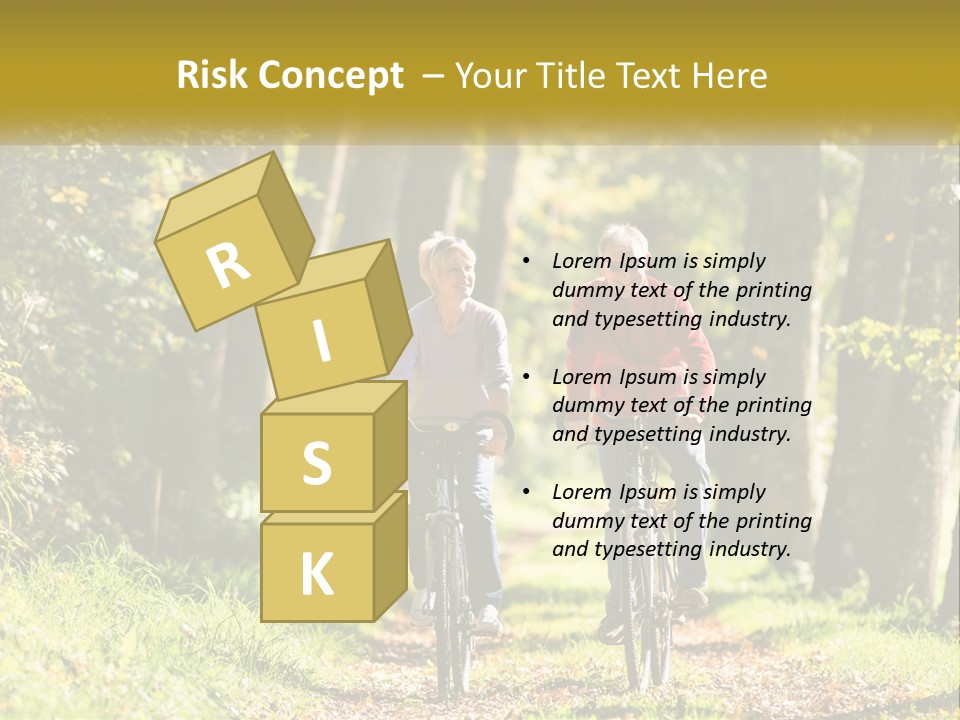 A Couple Of People Riding Bikes Down A Road PowerPoint Template