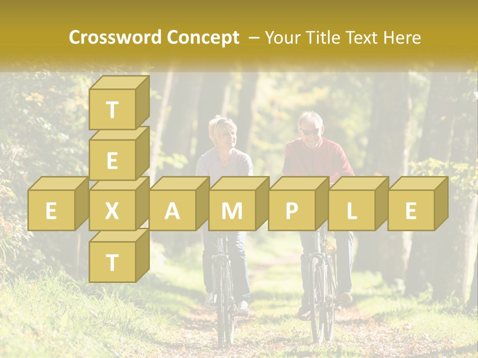 A Couple Of People Riding Bikes Down A Road PowerPoint Template