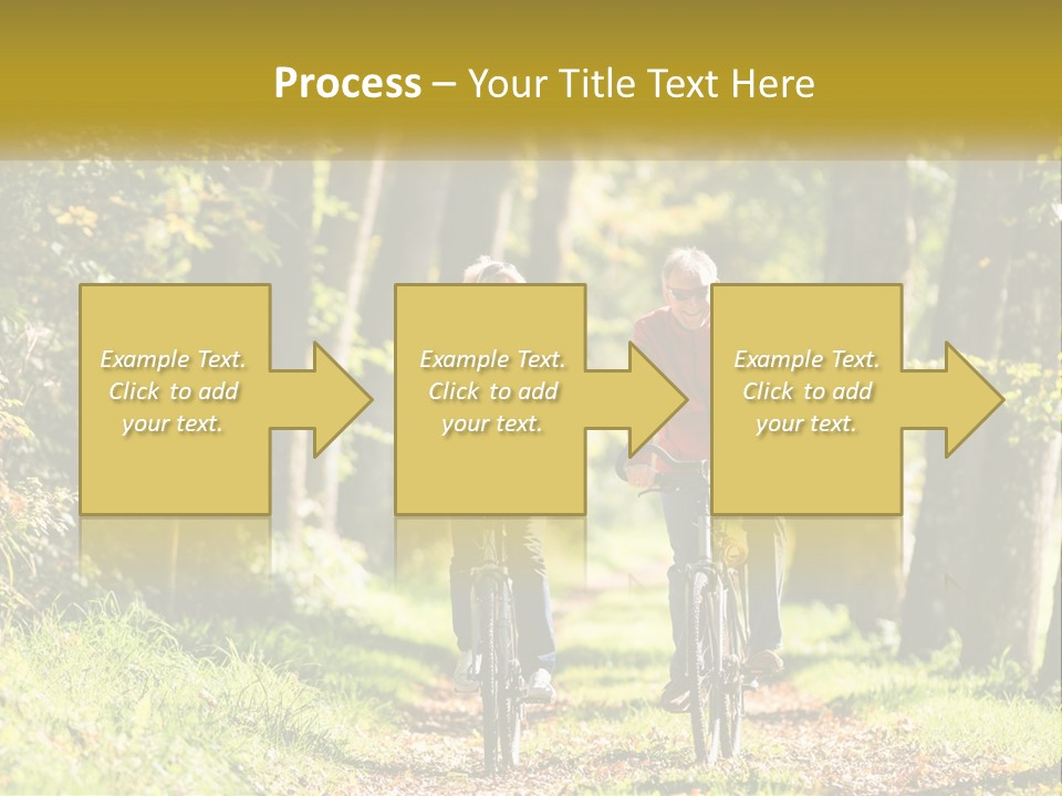 A Couple Of People Riding Bikes Down A Road PowerPoint Template