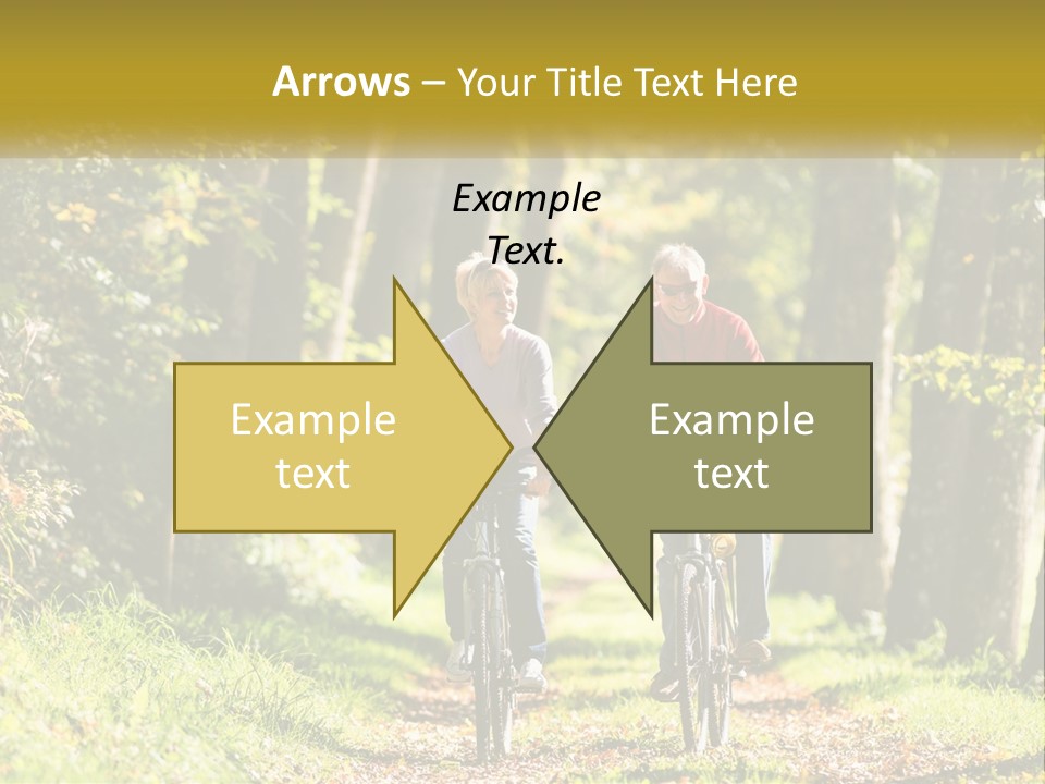 A Couple Of People Riding Bikes Down A Road PowerPoint Template
