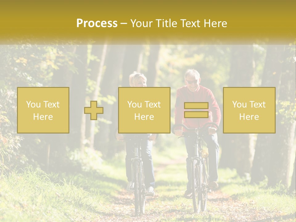 A Couple Of People Riding Bikes Down A Road PowerPoint Template
