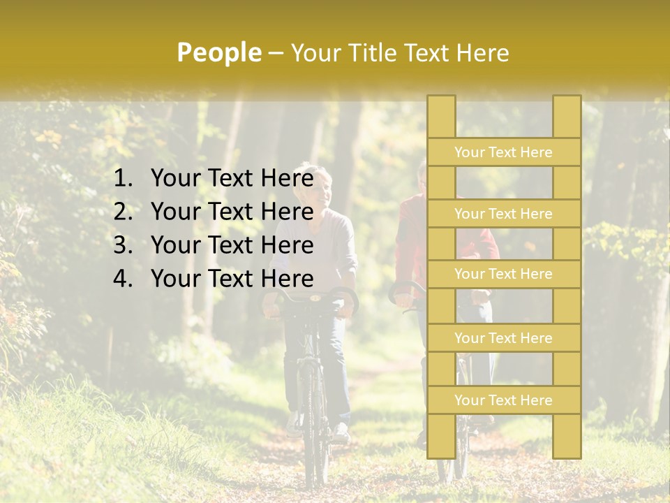 A Couple Of People Riding Bikes Down A Road PowerPoint Template