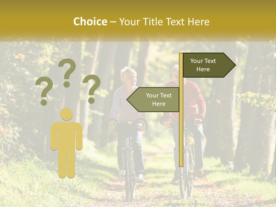 A Couple Of People Riding Bikes Down A Road PowerPoint Template
